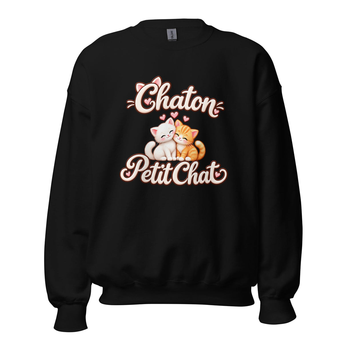 Cadeau amoureux des chats : sweat unisexe noir Duo Chaton & Petit Chat