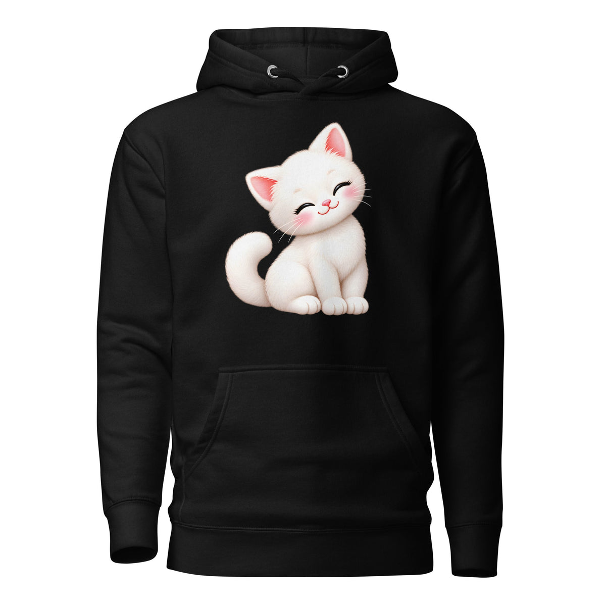 Sweat à capuche chat : hoodie unisexe noir Chaton, le chat blanc