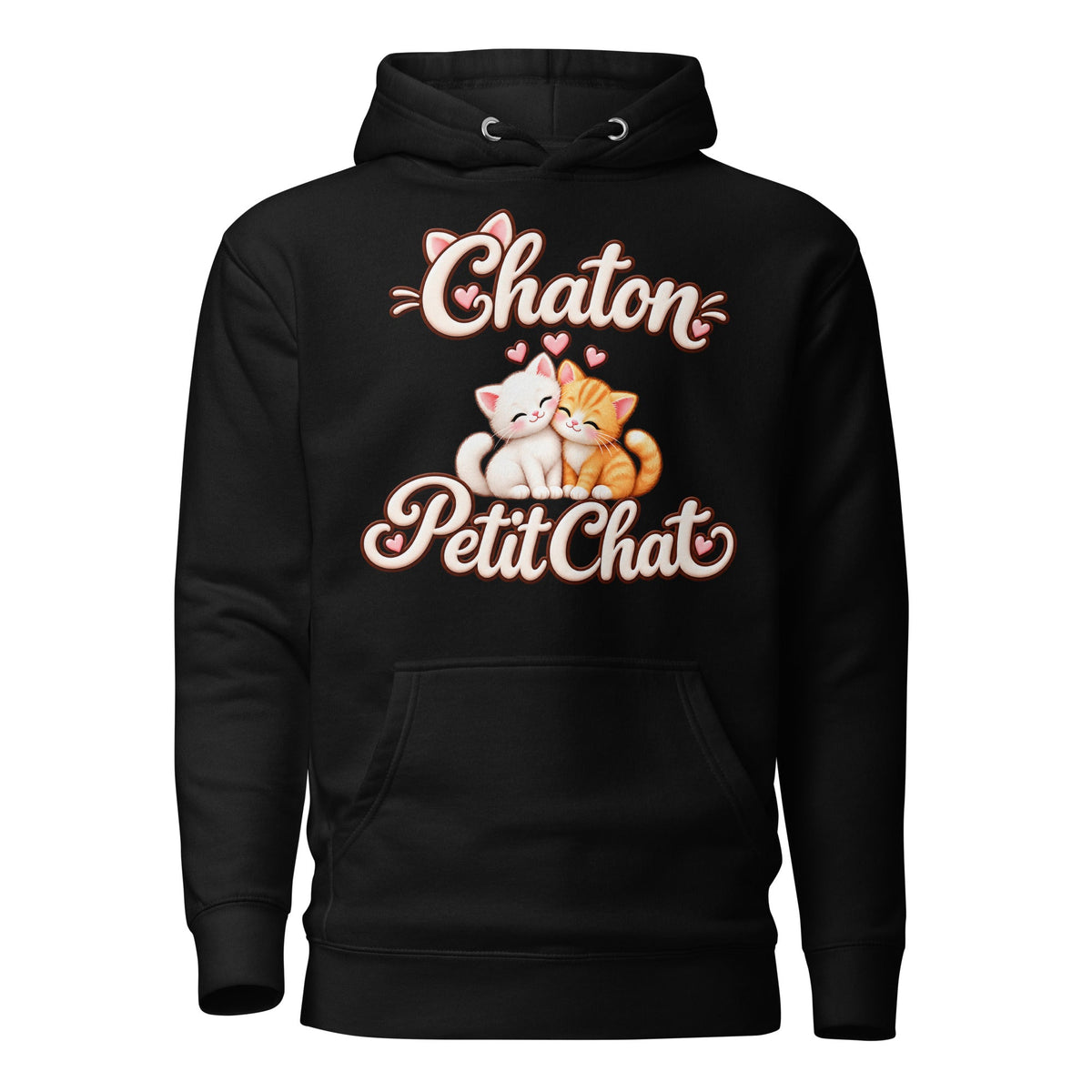 Chaton ou Petit Chat : hoodie unisexe noir Duo Chaton & Petit Chat