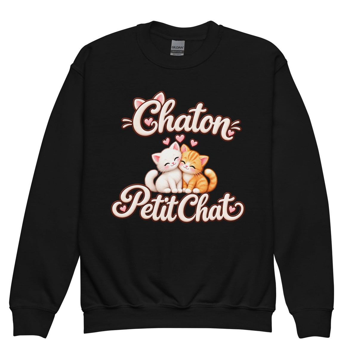Cadeau ado chat : sweat ado noir Duo Chaton & Petit Chat