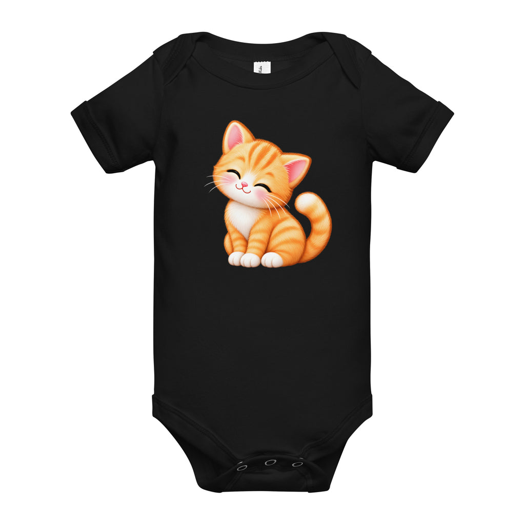 Body bébé noir Petit Chat, chaton roux câlin