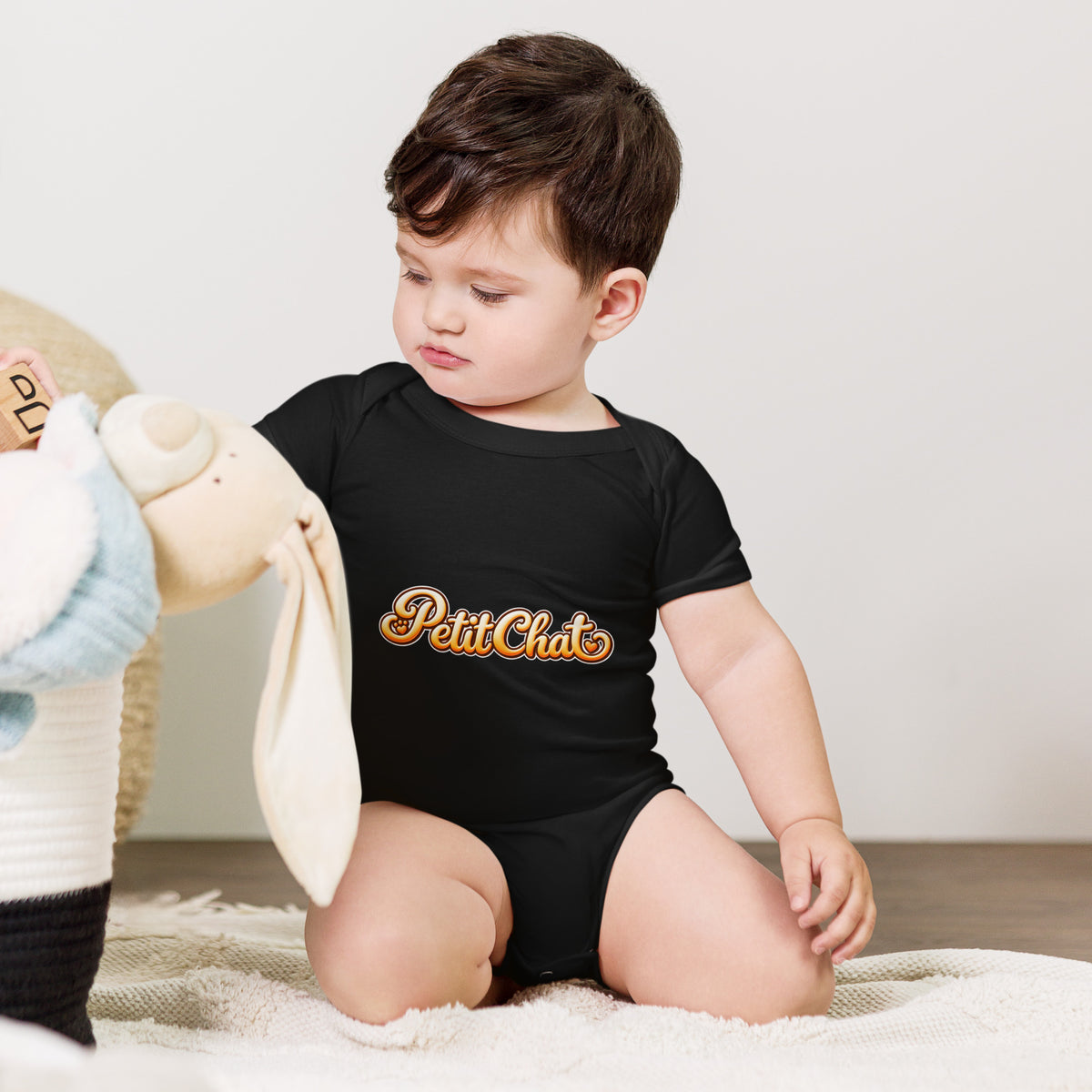 Body bébé noir Petit Chat en lettrage