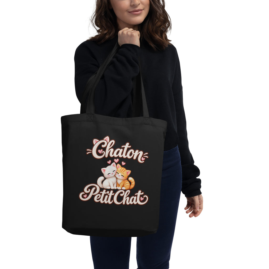 Tote bag Duo Chaton & Petit Chat, deux chatons câlins blanc et roux