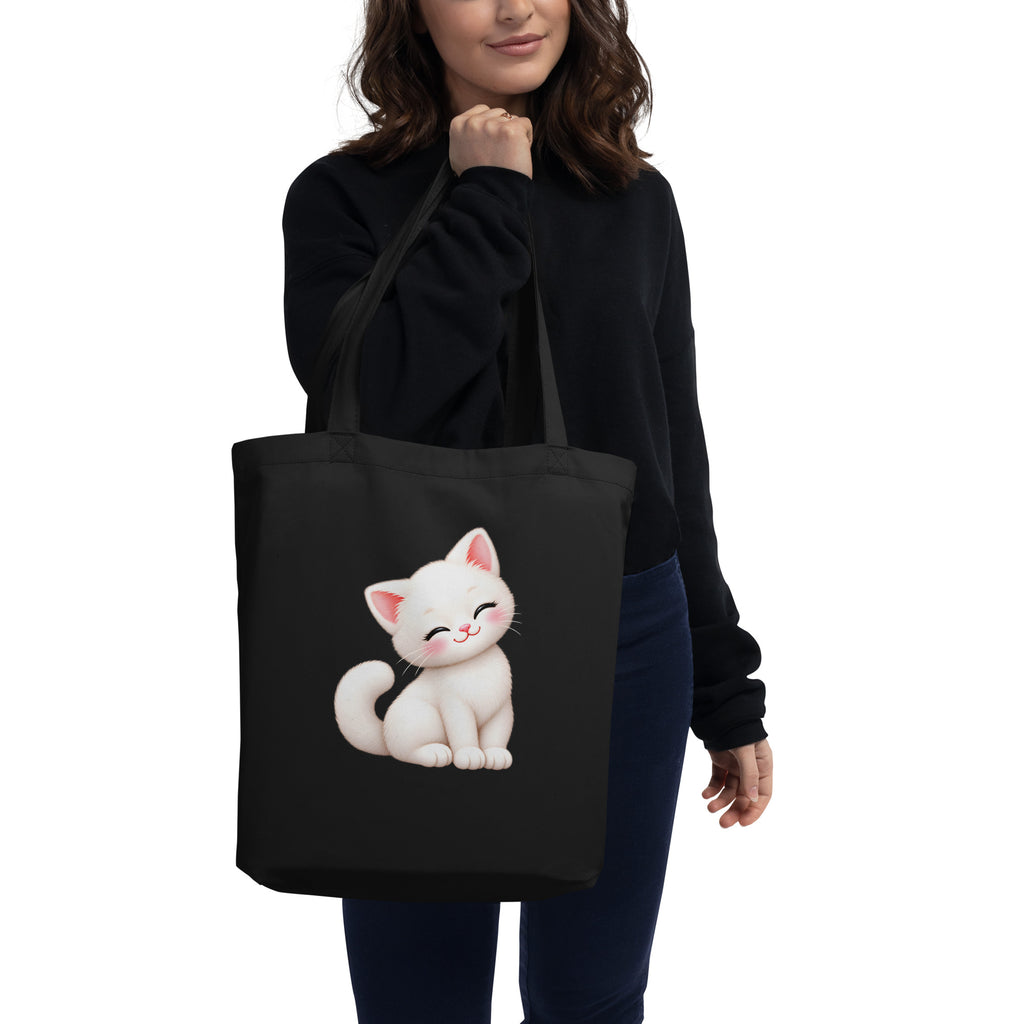 Tote bag Chaton, chaton blanc câlin