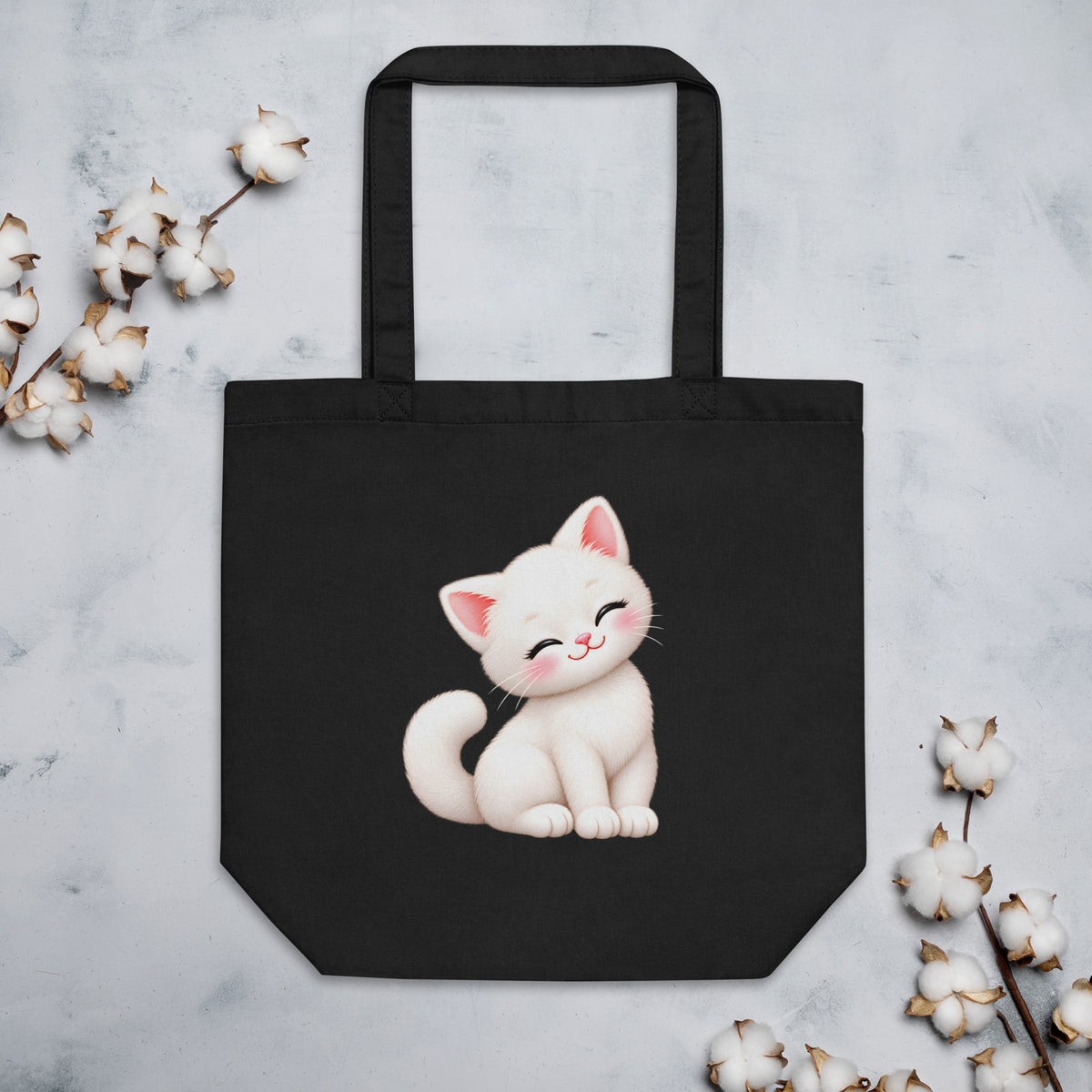 Tote bag Chaton, chaton blanc câlin
