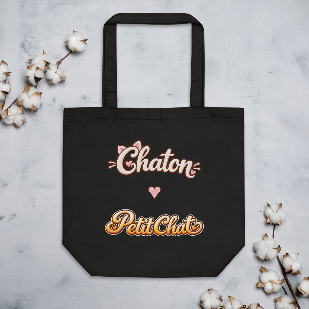 Tote bag Chaton & Petit Chat en lettrage duo avec petit cœur