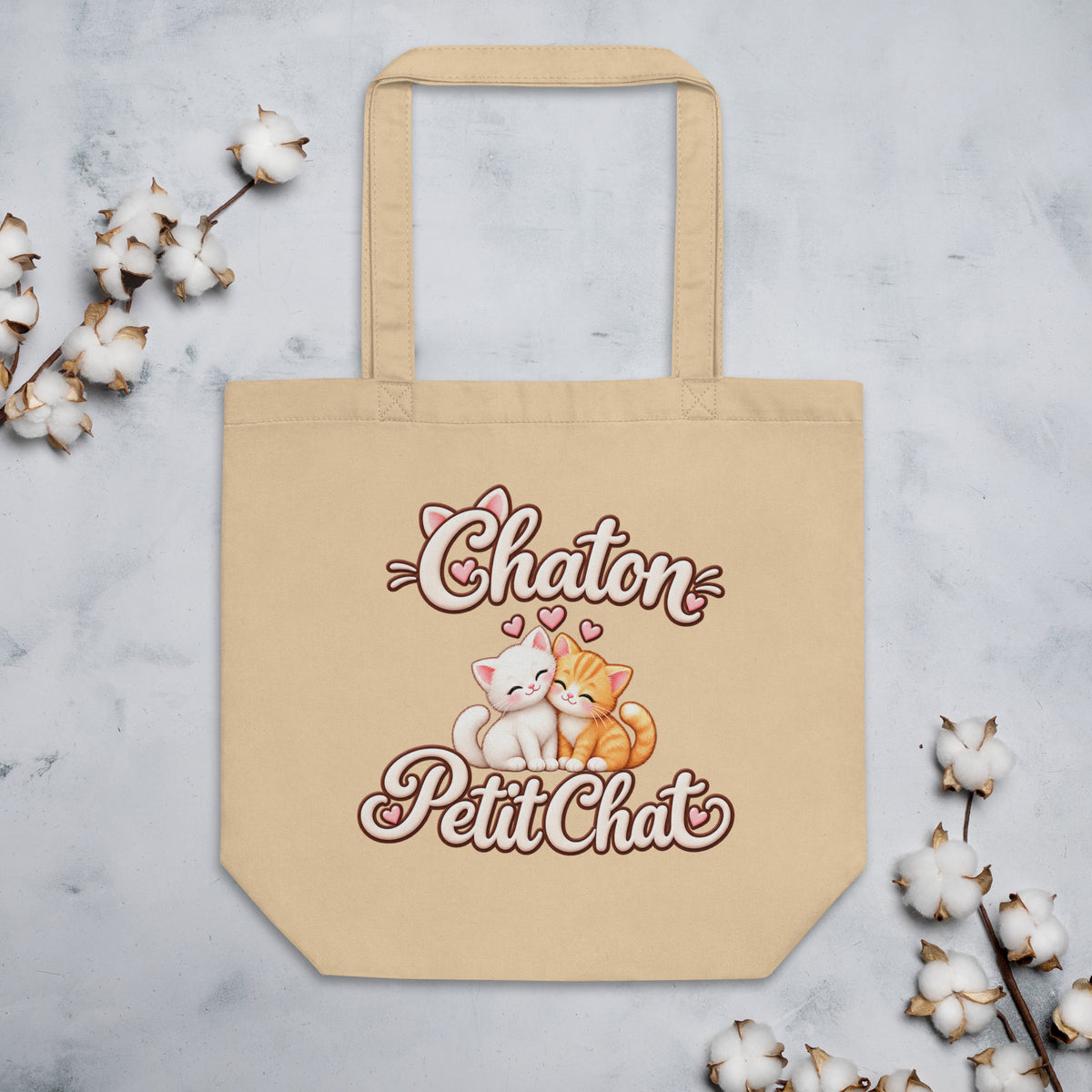Tote bag Duo Chaton & Petit Chat, deux chatons câlins blanc et roux