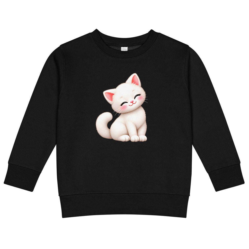 Sweat enfant noir Chaton, chaton blanc câlin