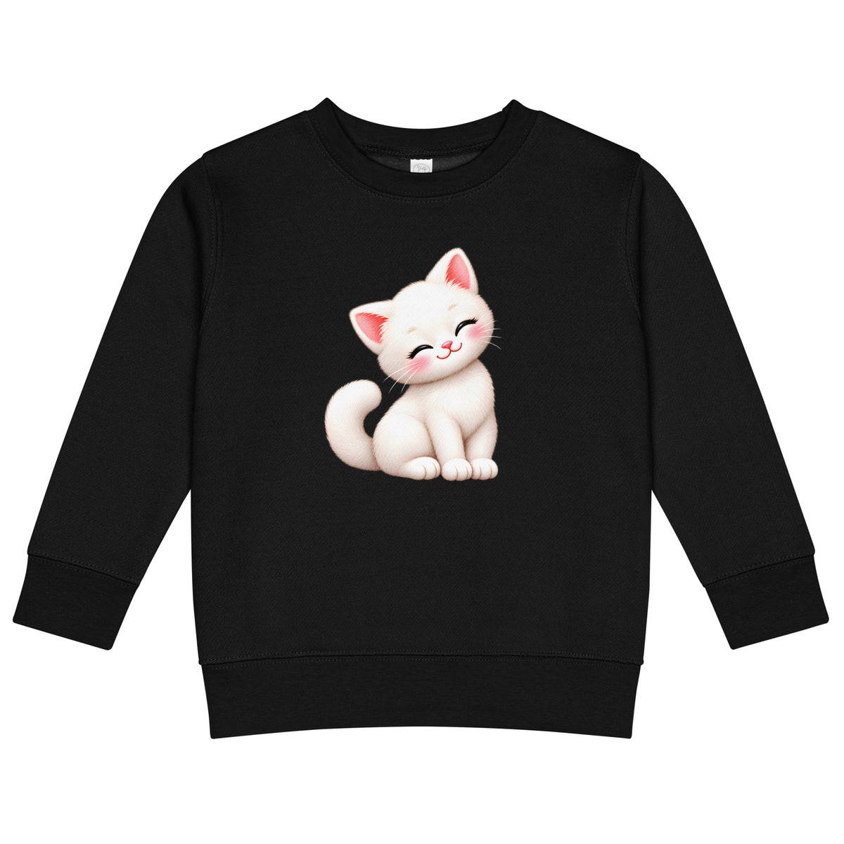 Sweat enfant noir Chaton, chaton blanc câlin