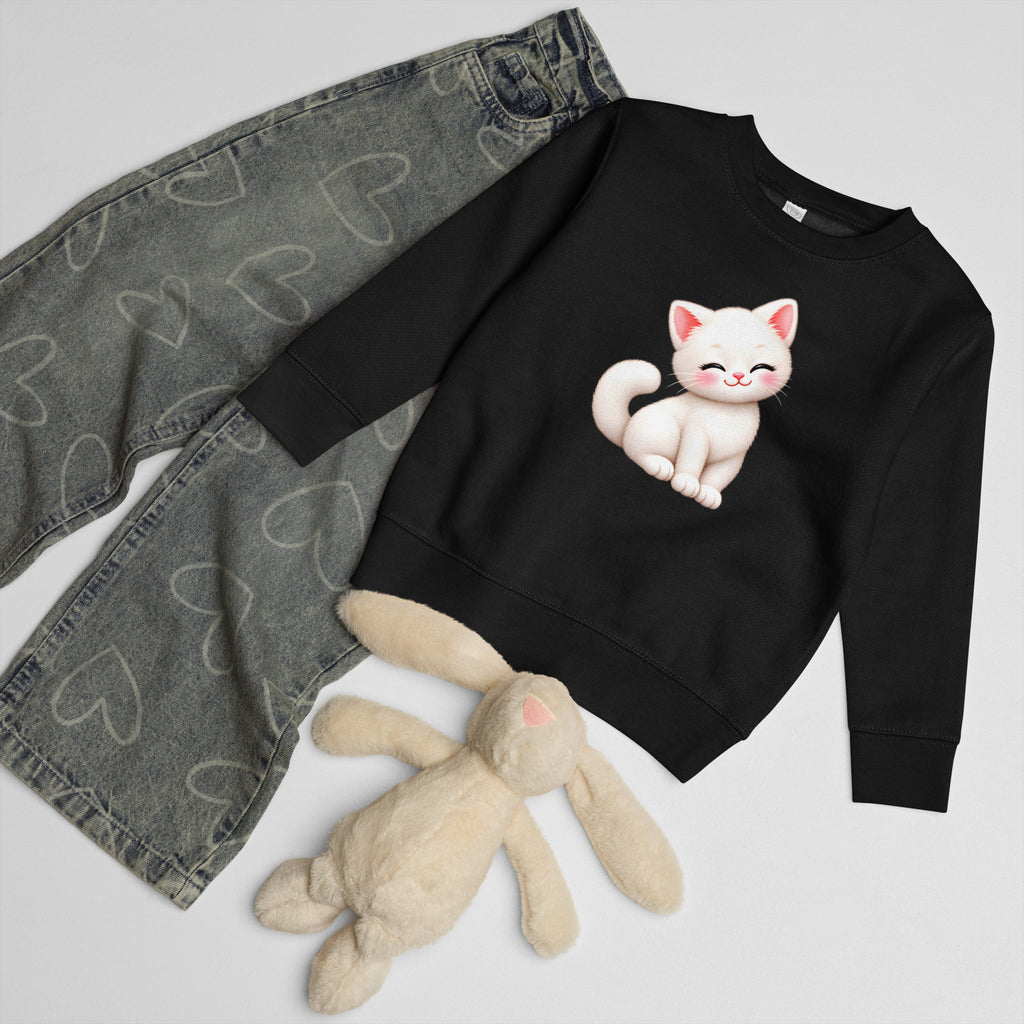 Sweat enfant noir Chaton, chaton blanc câlin