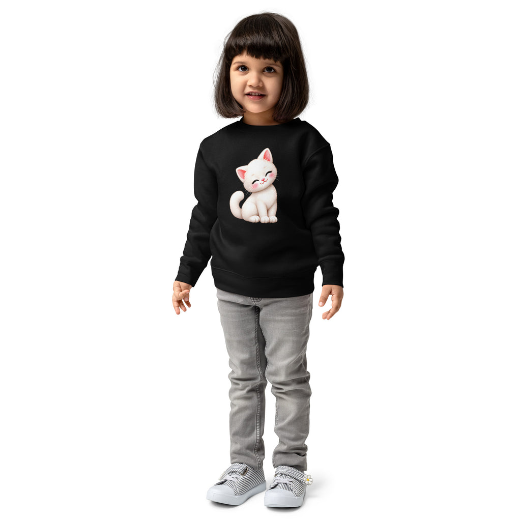 Sweat enfant noir Chaton, chaton blanc câlin