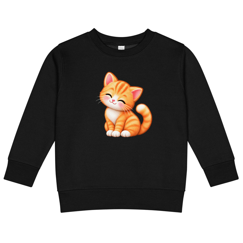 Sweat enfant noir Petit Chat, chaton roux câlin