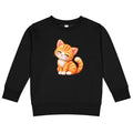 Sweat enfant noir Petit Chat, chaton roux câlin