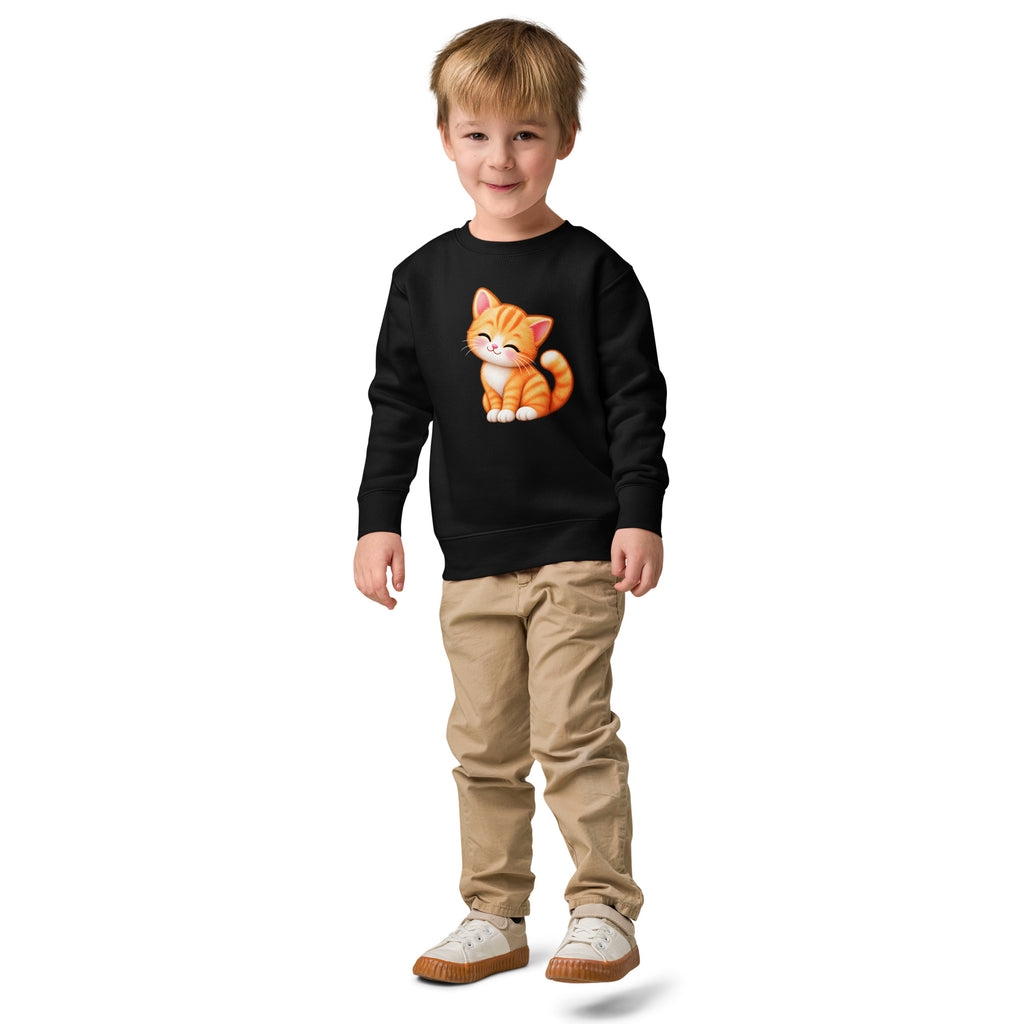 Sweat enfant noir Petit Chat, chaton roux câlin