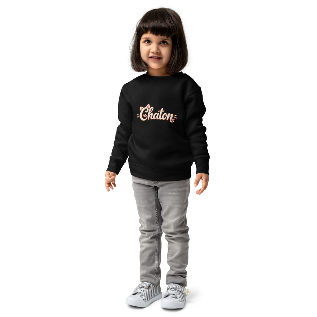 Sweat enfant noir Chaton en lettrage