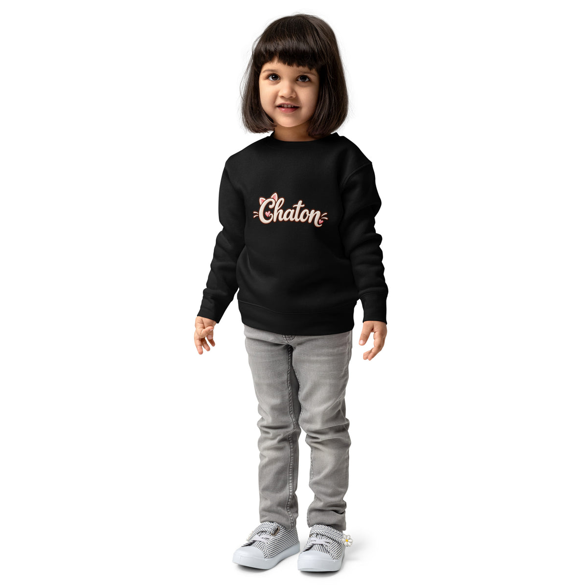 Sweat enfant noir Chaton en lettrage