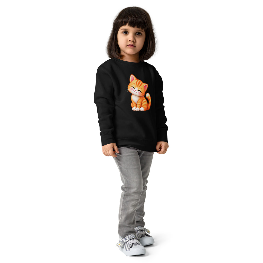 Sweat enfant noir Petit Chat, chaton roux câlin