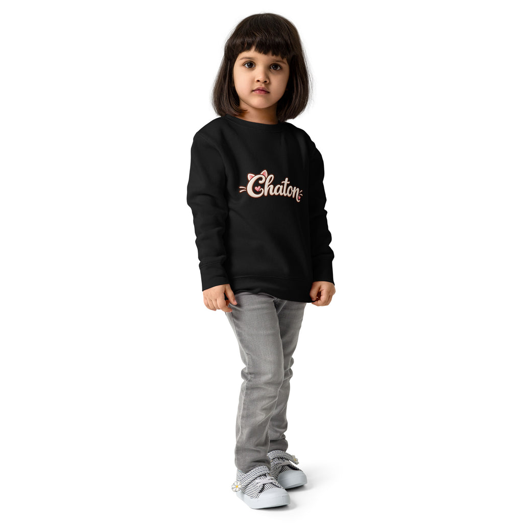 Sweat enfant noir Chaton en lettrage