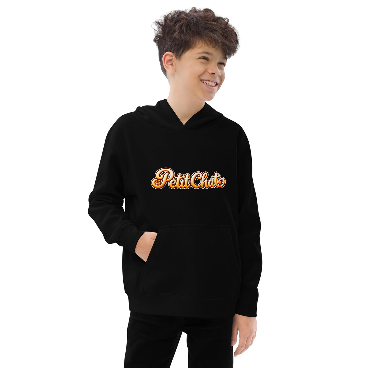 Hoodie ado noir Petit Chat en lettrage
