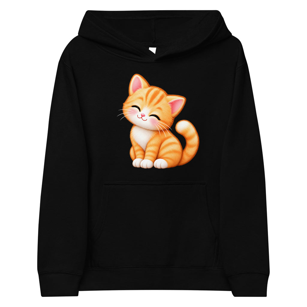 Hoodie ado noir Petit Chat, chaton roux câlin