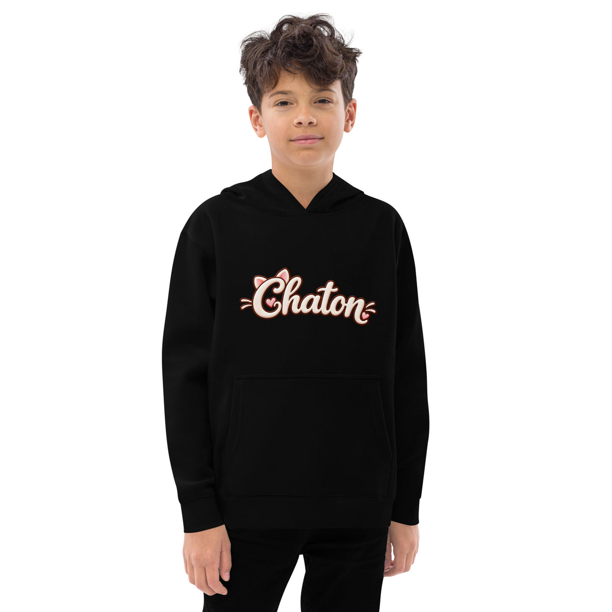 Hoodie ado noir Chaton en lettrage