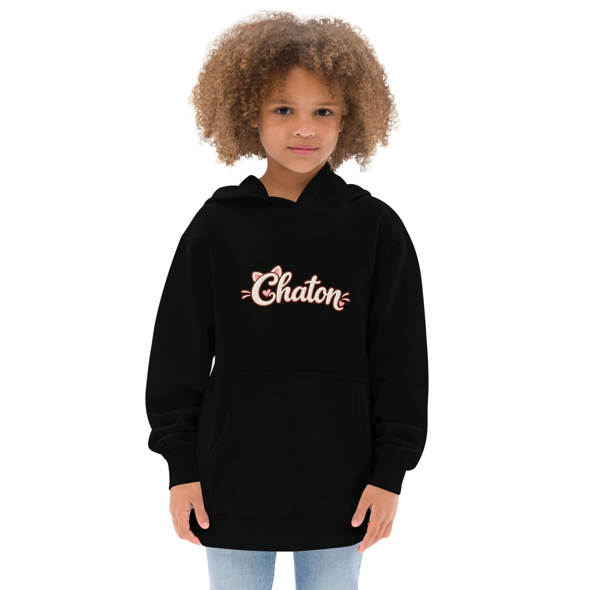 Hoodie ado noir Chaton en lettrage