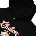 Hoodie ado noir Duo Chaton & Petit Chat, deux chatons câlins blanc et roux