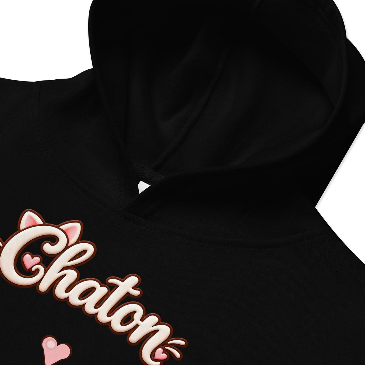 Hoodie ado noir Chaton & Petit Chat en lettrage duo avec petit cœur