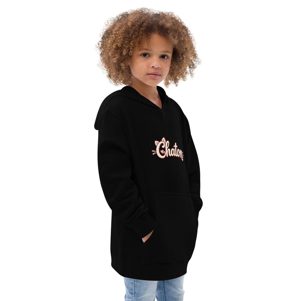Hoodie ado noir Chaton, chaton blanc câlin