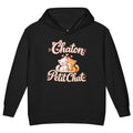 Hoodie enfant noir Duo Chaton & Petit Chat, deux chatons câlins blanc et roux