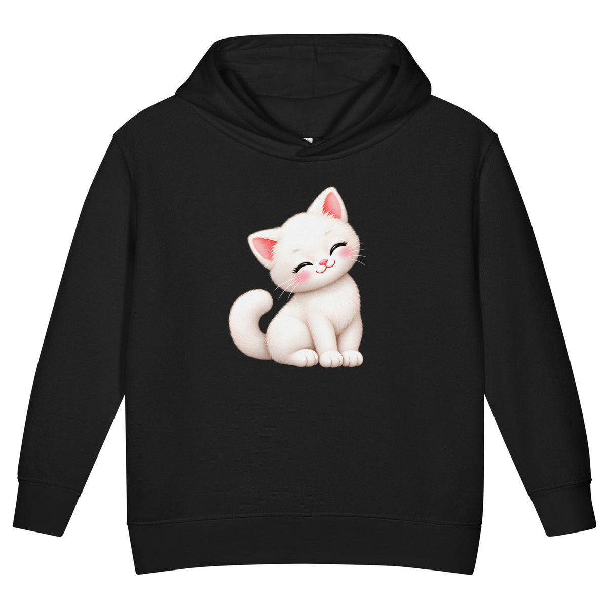 Hoodie enfant noir Chaton, chaton blanc câlin