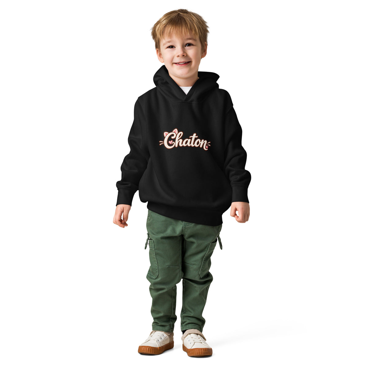 Hoodie enfant noir Chaton en lettrage