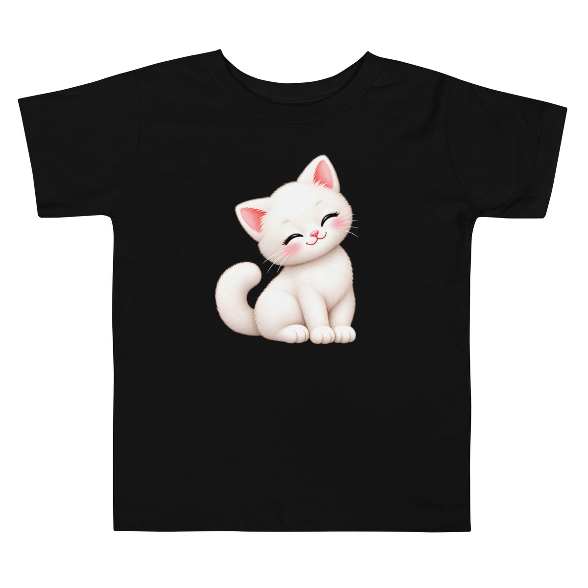T-shirt enfant noir Chaton, chaton blanc câlin