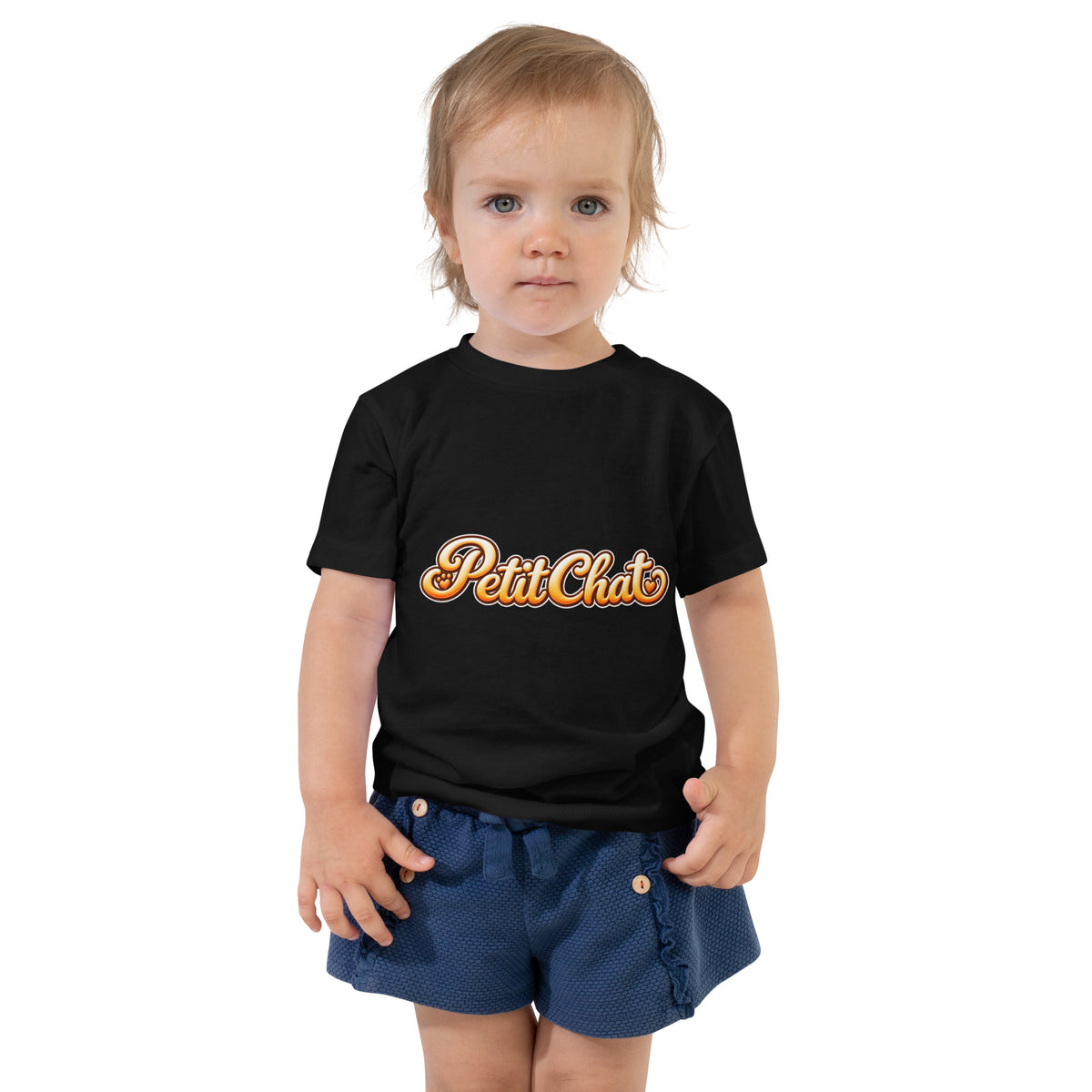 T-shirt enfant noir Petit Chat en lettrage