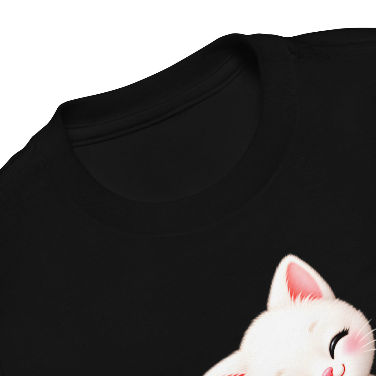T-shirt enfant noir Chaton, chaton blanc câlin