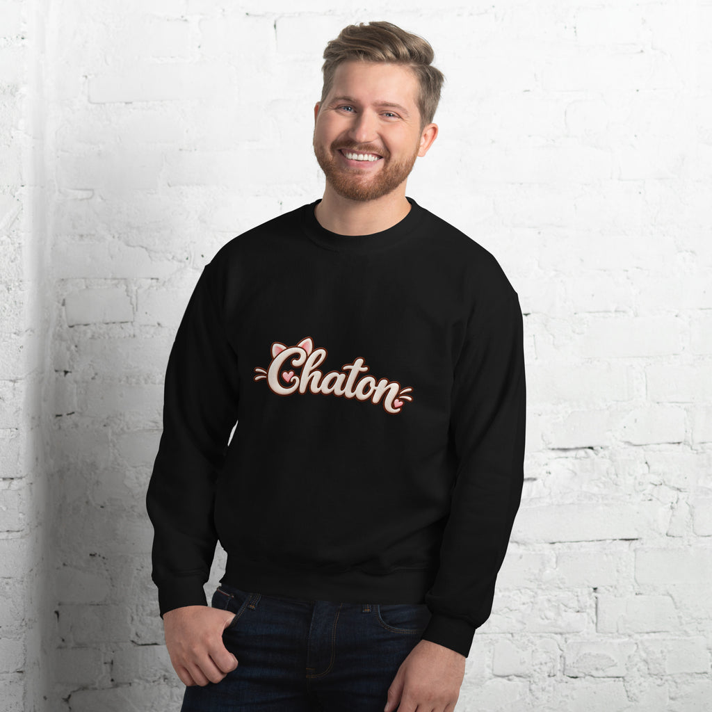 Sweat unisexe noir Chaton en lettrage