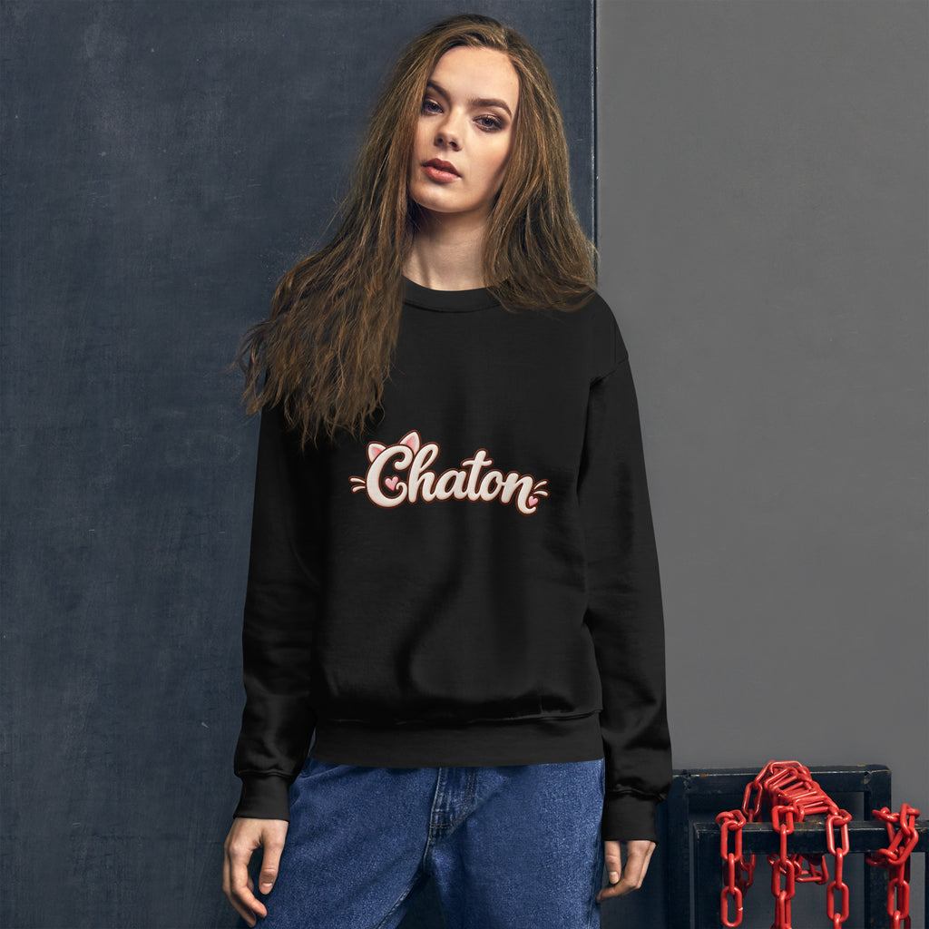 Sweat unisexe noir Chaton en lettrage