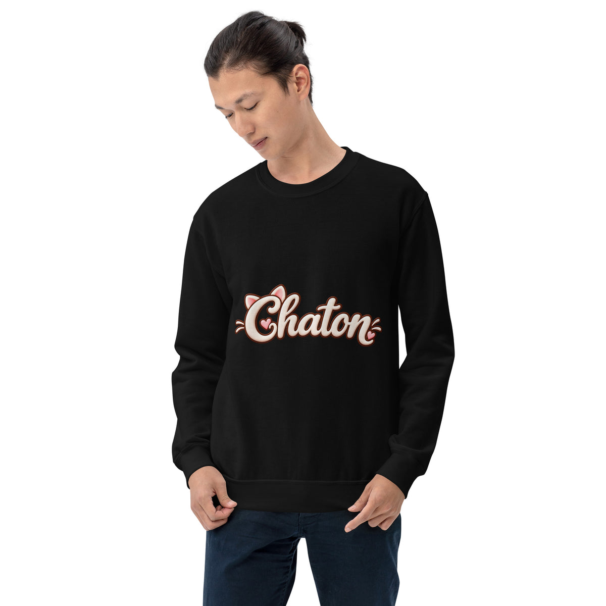 Sweat unisexe noir Chaton en lettrage