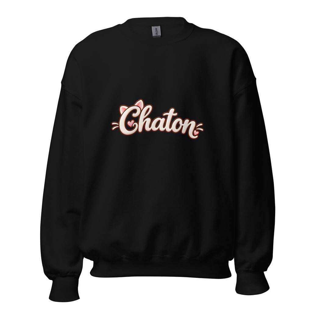 Sweat unisexe noir Chaton en lettrage