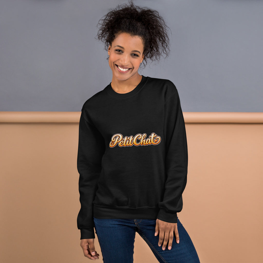 Sweat unisexe noir Petit Chat en lettrage