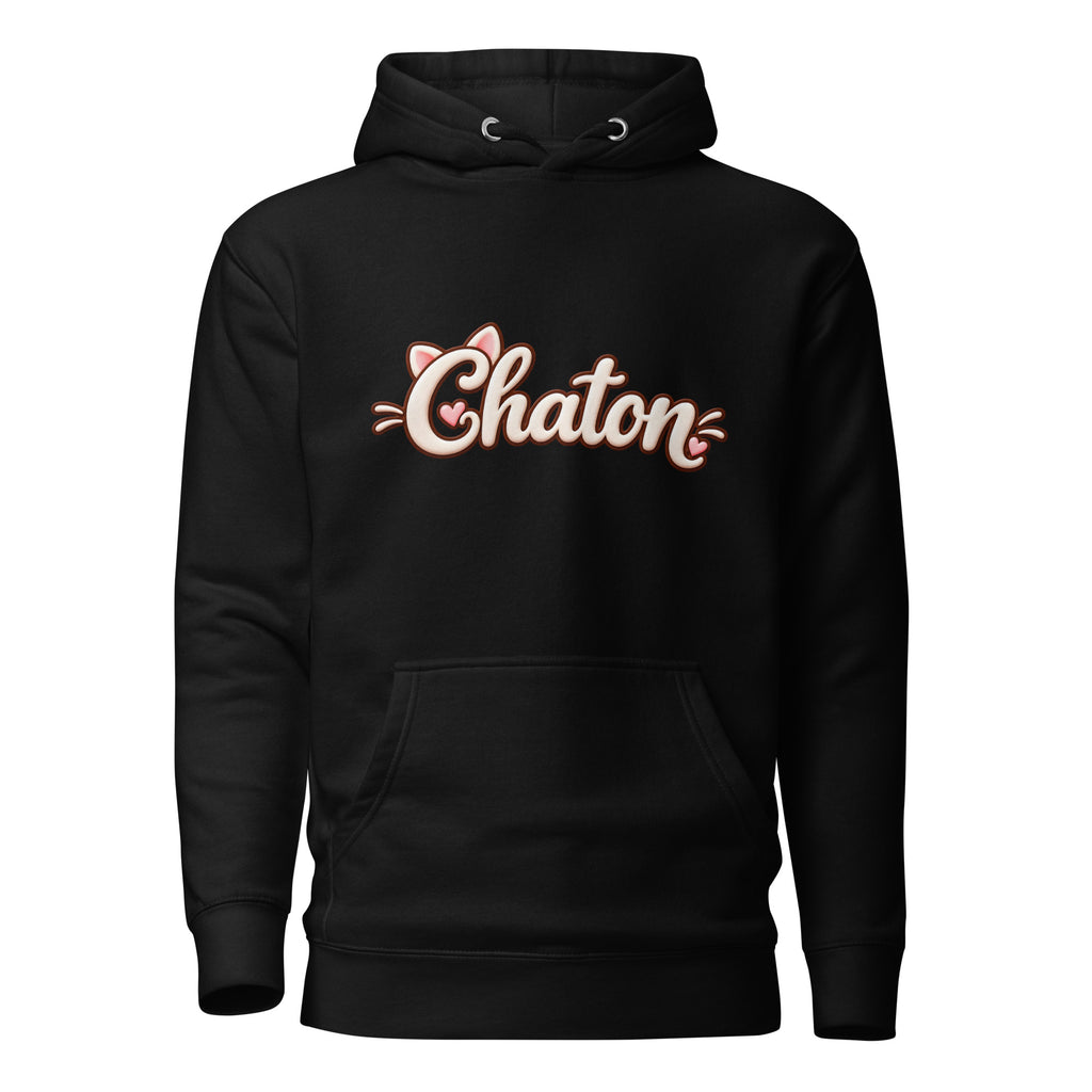 Hoodie unisexe noir Chaton en lettrage
