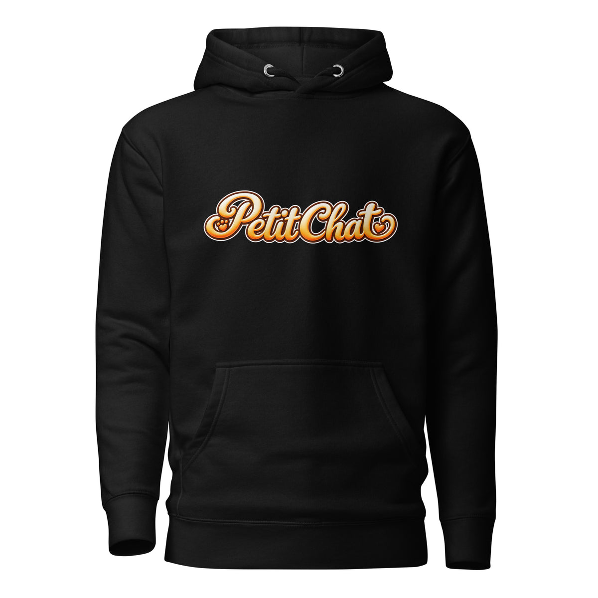 Hoodie unisexe noir Petit Chat en lettrage