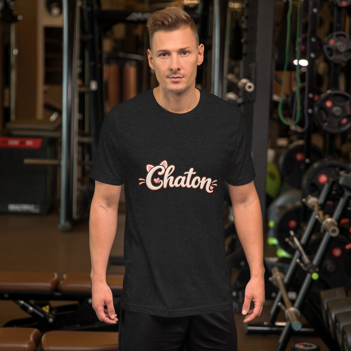 T-shirt unisexe noir Chaton en lettrage