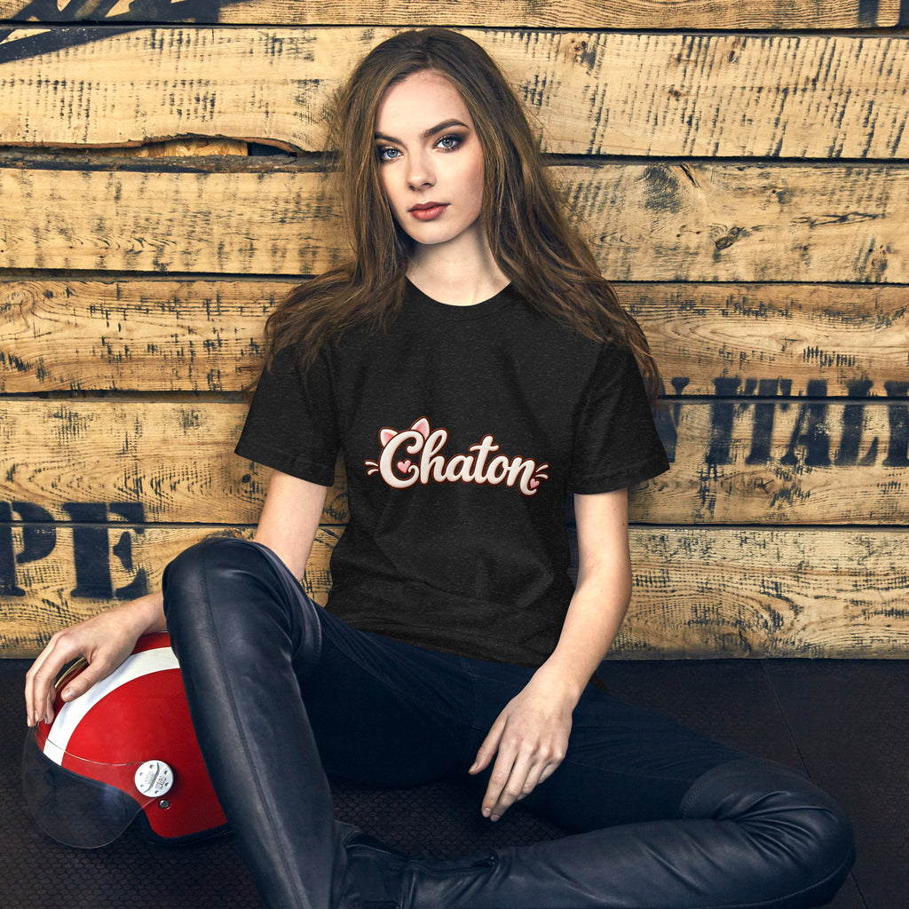 T-shirt unisexe noir Chaton en lettrage