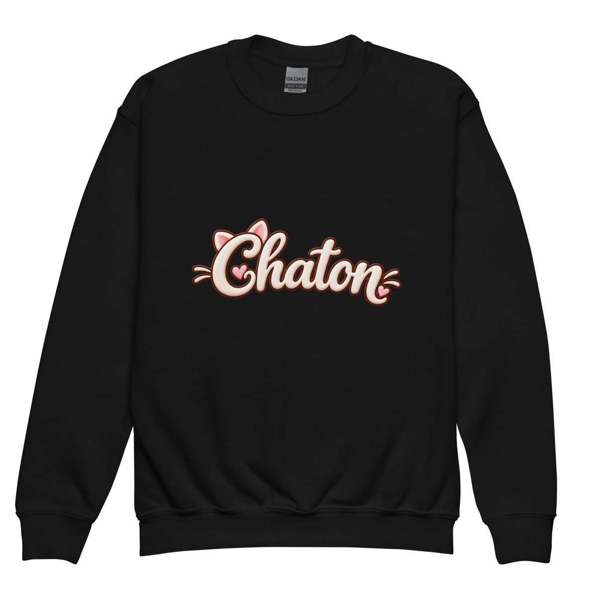 Sweat ado noir Chaton en lettrage