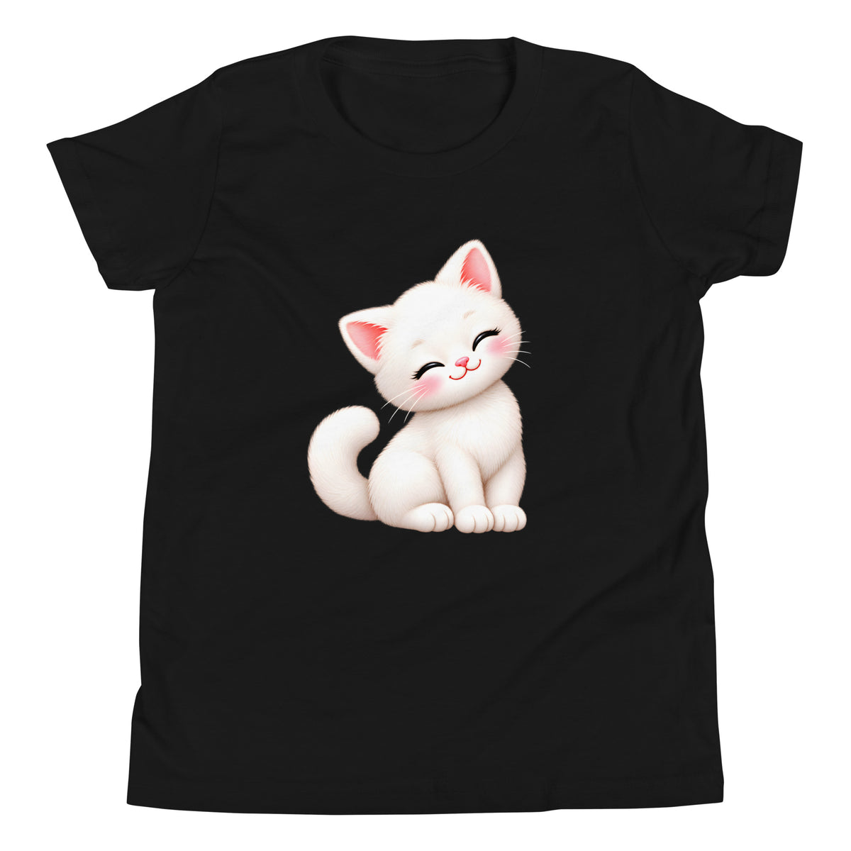 T-shirt ado noir Chaton, chaton blanc câlin