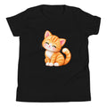 T-shirt ado noir Petit Chat, chaton roux câlin