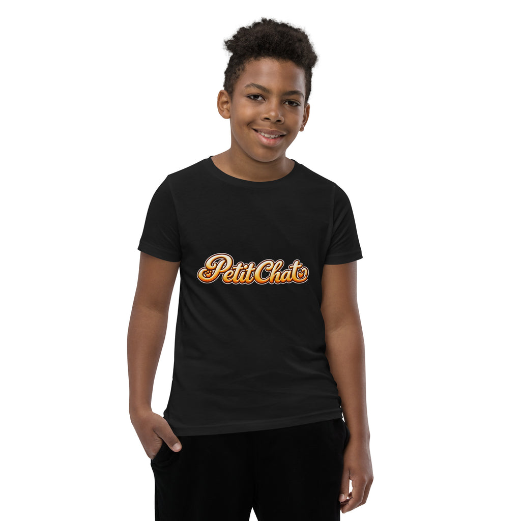 T-shirt ado noir Petit Chat en lettrage