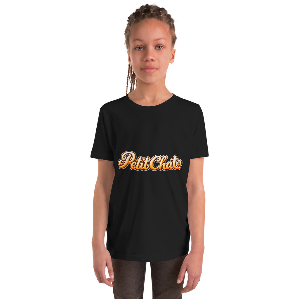 T-shirt ado noir Petit Chat en lettrage